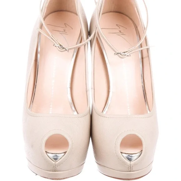 Giuseppe Zanetti Leather Peep Toe Platforms - Picture 3 of 7